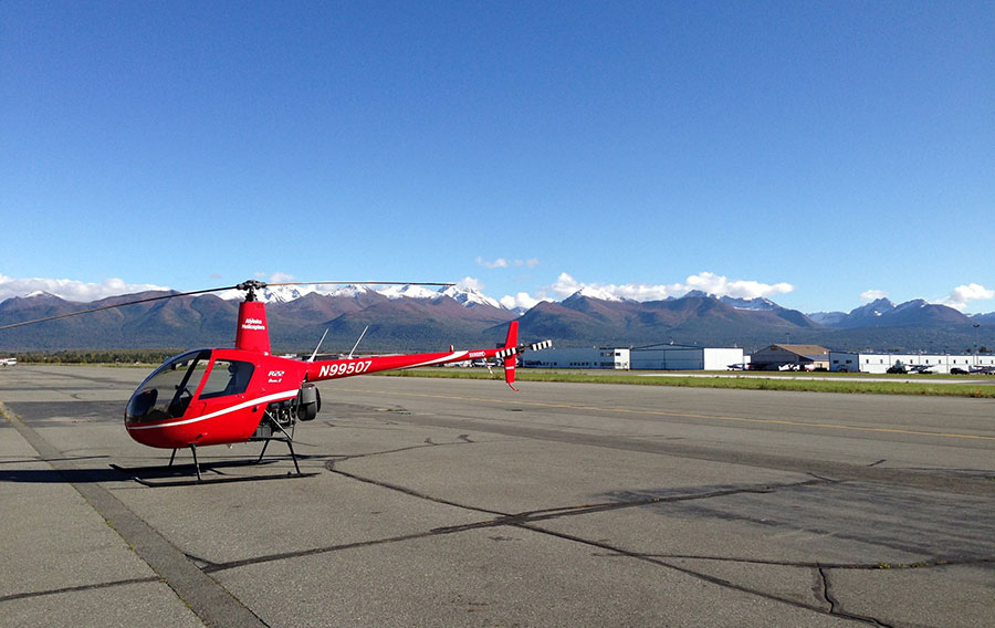 Robinson R-22 at the airport.